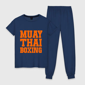 Женская пижама хлопок с принтом Muay Thai Boxing в Санкт-Петербурге, 100% хлопок | брюки и футболка прямого кроя, без карманов, на брюках мягкая резинка на поясе и по низу штанин | емельяненко | муай тай