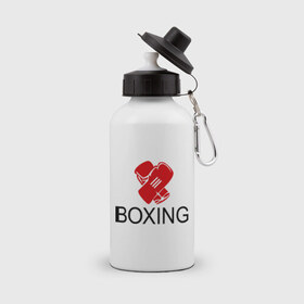 Бутылка спортивная с принтом Boxing в Санкт-Петербурге, металл | емкость — 500 мл, в комплекте две пластиковые крышки и карабин для крепления | box | boxing | footbolki | бокс | боксер | боксерские перчатки | боксинг | перчатки | спорт