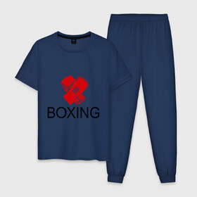 Мужская пижама хлопок с принтом Boxing в Санкт-Петербурге, 100% хлопок | брюки и футболка прямого кроя, без карманов, на брюках мягкая резинка на поясе и по низу штанин
 | box | boxing | footbolki | бокс | боксер | боксерские перчатки | боксинг | перчатки | спорт