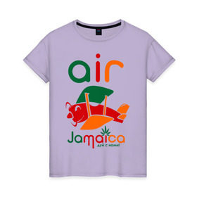 Женская футболка хлопок с принтом Самолетик в Санкт-Петербурге, 100% хлопок | прямой крой, круглый вырез горловины, длина до линии бедер, слегка спущенное плечо | jamaica | самолет | самолетик | ямайка