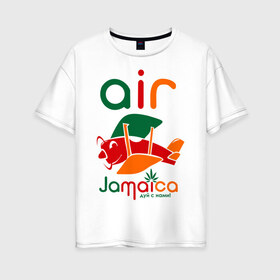 Женская футболка хлопок Oversize с принтом Самолетик в Санкт-Петербурге, 100% хлопок | свободный крой, круглый ворот, спущенный рукав, длина до линии бедер
 | jamaica | самолет | самолетик | ямайка
