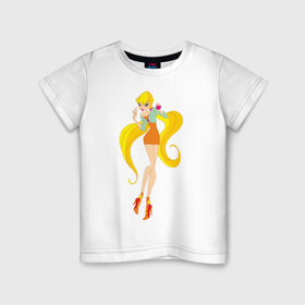 Детская футболка хлопок с принтом Stella в Санкт-Петербурге, 100% хлопок | круглый вырез горловины, полуприлегающий силуэт, длина до линии бедер | stella | stellaвинкс | winx | стелла