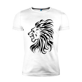 Мужская футболка премиум с принтом Лев чандр в Санкт-Петербурге, 92% хлопок, 8% лайкра | приталенный силуэт, круглый вырез ворота, длина до линии бедра, короткий рукав | голова льва | лев | лев чандр