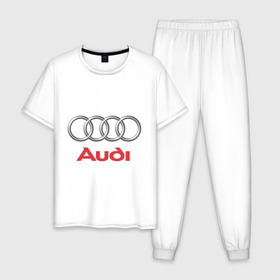 Мужская пижама хлопок с принтом Audi (2) в Санкт-Петербурге, 100% хлопок | брюки и футболка прямого кроя, без карманов, на брюках мягкая резинка на поясе и по низу штанин
 | авто | ауди | машины