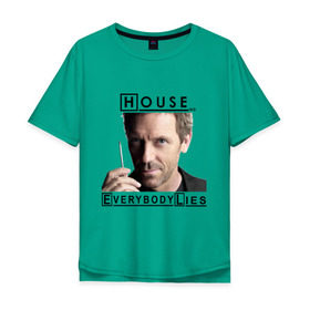 Мужская футболка хлопок Oversize с принтом House idea в Санкт-Петербурге, 100% хлопок | свободный крой, круглый ворот, “спинка” длиннее передней части | everybody lies | haus | house | все лгут | доктор | хауз | хаус | хью лори