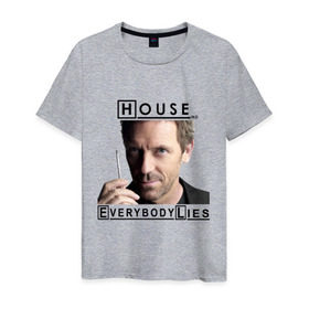 Мужская футболка хлопок с принтом House idea в Санкт-Петербурге, 100% хлопок | прямой крой, круглый вырез горловины, длина до линии бедер, слегка спущенное плечо. | everybody lies | haus | house | все лгут | доктор | хауз | хаус | хью лори