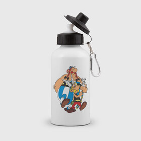 Бутылка спортивная с принтом Asterix&Obelix (3) в Санкт-Петербурге, металл | емкость — 500 мл, в комплекте две пластиковые крышки и карабин для крепления | астерикс | астерикс и обеликс | обеликс