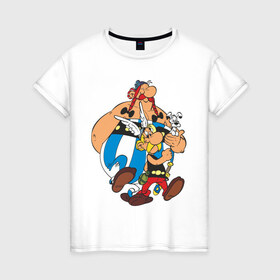 Женская футболка хлопок с принтом Asterix&Obelix (3) в Санкт-Петербурге, 100% хлопок | прямой крой, круглый вырез горловины, длина до линии бедер, слегка спущенное плечо | астерикс | астерикс и обеликс | обеликс