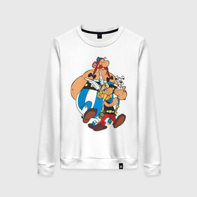 Женский свитшот хлопок с принтом Asterix&Obelix (3) в Санкт-Петербурге, 100% хлопок | прямой крой, круглый вырез, на манжетах и по низу широкая трикотажная резинка  | астерикс | астерикс и обеликс | обеликс
