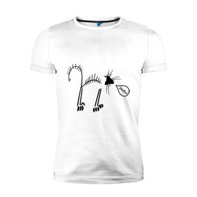 Мужская футболка премиум с принтом Кот рыбак в Санкт-Петербурге, 92% хлопок, 8% лайкра | приталенный силуэт, круглый вырез ворота, длина до линии бедра, короткий рукав | кот рыбаккот | котик | котэ | кошак | рыба | рыбак | рыбка