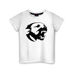 Детская футболка хлопок с принтом Питбуль в Санкт-Петербурге, 100% хлопок | круглый вырез горловины, полуприлегающий силуэт, длина до линии бедер | злая собака | питбуль