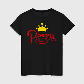 Женская футболка хлопок с принтом Princess (4) в Санкт-Петербурге, 100% хлопок | прямой крой, круглый вырез горловины, длина до линии бедер, слегка спущенное плечо | princess | девушка | королева | корона | подарок девушке