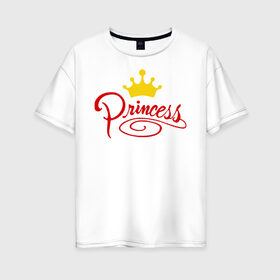 Женская футболка хлопок Oversize с принтом Princess (4) в Санкт-Петербурге, 100% хлопок | свободный крой, круглый ворот, спущенный рукав, длина до линии бедер
 | princess | девушка | королева | корона | подарок девушке