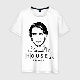 Мужская футболка хлопок с принтом House m.d. Чейз в Санкт-Петербурге, 100% хлопок | прямой крой, круглый вырез горловины, длина до линии бедер, слегка спущенное плечо. | house | house md | все врут | доктор хауз | доктор хаус | хаус | хью лори | чейз