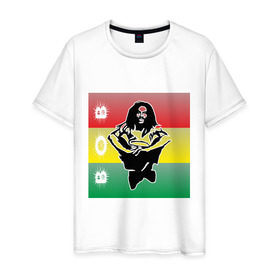 Мужская футболка хлопок с принтом Bob Marley (3) в Санкт-Петербурге, 100% хлопок | прямой крой, круглый вырез горловины, длина до линии бедер, слегка спущенное плечо. | bob | bob marley | reggae | боб марли | музыка | раста | растаманские | регги