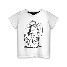 Детская футболка хлопок с принтом Мамонтенок в Санкт-Петербурге, 100% хлопок | круглый вырез горловины, полуприлегающий силуэт, длина до линии бедер | Тематика изображения на принте: слон