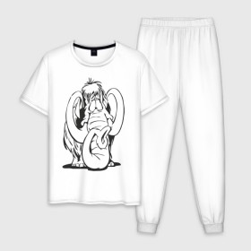 Мужская пижама хлопок с принтом Мамонтенок в Санкт-Петербурге, 100% хлопок | брюки и футболка прямого кроя, без карманов, на брюках мягкая резинка на поясе и по низу штанин
 | слон
