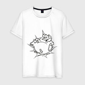Мужская футболка хлопок с принтом Поросенок в Санкт-Петербурге, 100% хлопок | прямой крой, круглый вырез горловины, длина до линии бедер, слегка спущенное плечо. | Тематика изображения на принте: поросенок | свинка | свинья | хрюн | хрюшка