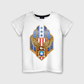 Детская футболка хлопок с принтом Орел США в Санкт-Петербурге, 100% хлопок | круглый вырез горловины, полуприлегающий силуэт, длина до линии бедер | америка | орел | символ америки | соединенные штаты америки | соединенный штаты америки | сша | штаты