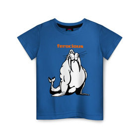 Детская футболка хлопок с принтом Самый сильный в Санкт-Петербурге, 100% хлопок | круглый вырез горловины, полуприлегающий силуэт, длина до линии бедер | ferocious | дикий | жестокий | животные | морж | самый сильный | свирепый