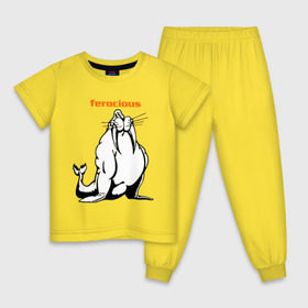 Детская пижама хлопок с принтом Самый сильный в Санкт-Петербурге, 100% хлопок |  брюки и футболка прямого кроя, без карманов, на брюках мягкая резинка на поясе и по низу штанин
 | Тематика изображения на принте: ferocious | дикий | жестокий | животные | морж | самый сильный | свирепый