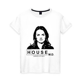 Женская футболка хлопок с принтом House m.d. Kameron в Санкт-Петербурге, 100% хлопок | прямой крой, круглый вырез горловины, длина до линии бедер, слегка спущенное плечо | everybody lies | haus | house | все лгут | доктор | хауз | хаус | хью лори