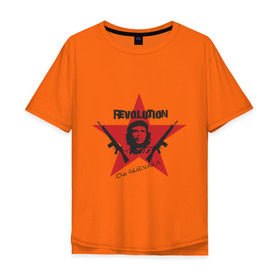 Мужская футболка хлопок Oversize с принтом Che Guevara - revolution в Санкт-Петербурге, 100% хлопок | свободный крой, круглый ворот, “спинка” длиннее передней части | Тематика изображения на принте: че гевара
