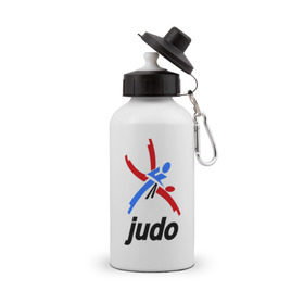 Бутылка спортивная с принтом Дзюдо - Judo эмблема в Санкт-Петербурге, металл | емкость — 500 мл, в комплекте две пластиковые крышки и карабин для крепления | дзюдо