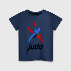 Детская футболка хлопок с принтом Дзюдо - Judo эмблема в Санкт-Петербурге, 100% хлопок | круглый вырез горловины, полуприлегающий силуэт, длина до линии бедер | Тематика изображения на принте: дзюдо
