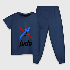Детская пижама хлопок с принтом Дзюдо - Judo эмблема в Санкт-Петербурге, 100% хлопок |  брюки и футболка прямого кроя, без карманов, на брюках мягкая резинка на поясе и по низу штанин
 | Тематика изображения на принте: дзюдо