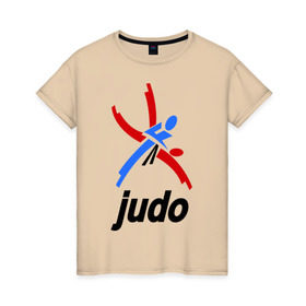Женская футболка хлопок с принтом Дзюдо - Judo эмблема в Санкт-Петербурге, 100% хлопок | прямой крой, круглый вырез горловины, длина до линии бедер, слегка спущенное плечо | дзюдо