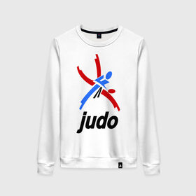 Женский свитшот хлопок с принтом Дзюдо - Judo эмблема в Санкт-Петербурге, 100% хлопок | прямой крой, круглый вырез, на манжетах и по низу широкая трикотажная резинка  | дзюдо
