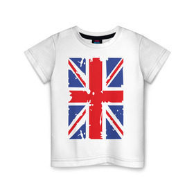 Детская футболка хлопок с принтом Британский флаг в Санкт-Петербурге, 100% хлопок | круглый вырез горловины, полуприлегающий силуэт, длина до линии бедер | great britain | uk | united kingdom | английский флаг | британский флаг | флаг uk | флаг англии | флаг британии | флаг великобритании