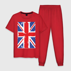 Мужская пижама хлопок с принтом Британский флаг в Санкт-Петербурге, 100% хлопок | брюки и футболка прямого кроя, без карманов, на брюках мягкая резинка на поясе и по низу штанин
 | great britain | uk | united kingdom | английский флаг | британский флаг | флаг uk | флаг англии | флаг британии | флаг великобритании