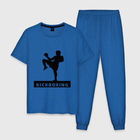 Мужская пижама хлопок с принтом Kickboxing (3) в Санкт-Петербурге, 100% хлопок | брюки и футболка прямого кроя, без карманов, на брюках мягкая резинка на поясе и по низу штанин
 | кикбоксинг