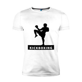 Мужская футболка премиум с принтом Kickboxing (3) в Санкт-Петербурге, 92% хлопок, 8% лайкра | приталенный силуэт, круглый вырез ворота, длина до линии бедра, короткий рукав | Тематика изображения на принте: кикбоксинг