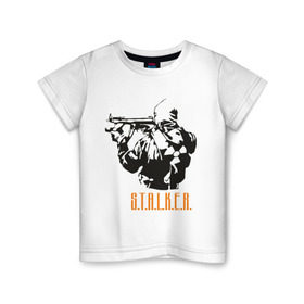 Детская футболка хлопок с принтом Stalker 2 в Санкт-Петербурге, 100% хлопок | круглый вырез горловины, полуприлегающий силуэт, длина до линии бедер | 