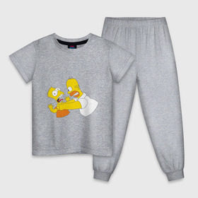 Детская пижама хлопок с принтом Гомер душит Барта в Санкт-Петербурге, 100% хлопок |  брюки и футболка прямого кроя, без карманов, на брюках мягкая резинка на поясе и по низу штанин
 | Тематика изображения на принте: гомер