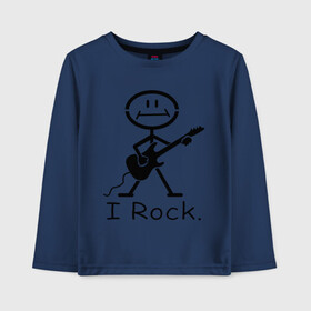 Детский лонгслив хлопок с принтом Чувак с гитарой - I Rock в Санкт-Петербурге, 100% хлопок | круглый вырез горловины, полуприлегающий силуэт, длина до линии бедер | гитара