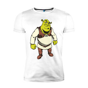Мужская футболка премиум с принтом Shrek (3) в Санкт-Петербурге, 92% хлопок, 8% лайкра | приталенный силуэт, круглый вырез ворота, длина до линии бедра, короткий рукав | shrek | шрек
