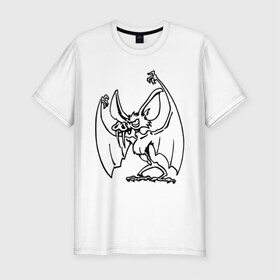 Мужская футболка премиум с принтом Летучая мышь в Санкт-Петербурге, 92% хлопок, 8% лайкра | приталенный силуэт, круглый вырез ворота, длина до линии бедра, короткий рукав | летучая мышь | мышь | птица | птицы | рукокрылые