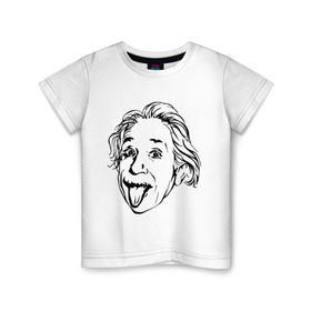 Детская футболка хлопок с принтом Эйнштейн в Санкт-Петербурге, 100% хлопок | круглый вырез горловины, полуприлегающий силуэт, длина до линии бедер | albert einstein | альберт эйнштейн | высунутый язык | знаменитость | наука | ученый | физик | эйнштейн