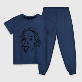 Детская пижама хлопок с принтом Эйнштейн в Санкт-Петербурге, 100% хлопок |  брюки и футболка прямого кроя, без карманов, на брюках мягкая резинка на поясе и по низу штанин
 | albert einstein | альберт эйнштейн | высунутый язык | знаменитость | наука | ученый | физик | эйнштейн