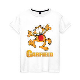 Женская футболка хлопок с принтом Garfield в Санкт-Петербурге, 100% хлопок | прямой крой, круглый вырез горловины, длина до линии бедер, слегка спущенное плечо | garfield | гарфилд