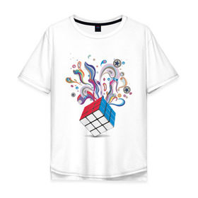 Мужская футболка хлопок Oversize с принтом КРеатив в Санкт-Петербурге, 100% хлопок | свободный крой, круглый ворот, “спинка” длиннее передней части | colors | дизайн | краски | кубик рубика | поток цвета | цвета