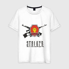 Мужская футболка хлопок с принтом Долг STALKER в Санкт-Петербурге, 100% хлопок | прямой крой, круглый вырез горловины, длина до линии бедер, слегка спущенное плечо. | stalker | долг stalkershooter | постапокалиптические | припять | радиация | сталкер | чернобыль | шутер