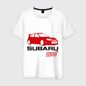 Мужская футболка хлопок с принтом Subaru sti (2) в Санкт-Петербурге, 100% хлопок | прямой крой, круглый вырез горловины, длина до линии бедер, слегка спущенное плечо. | subaru impreza | subaru impreza wrx sti | subaru sti | wrx sti | авто2012 | импреза | субару | субару импреза