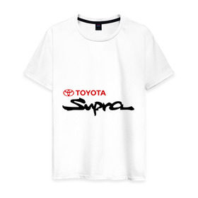 Мужская футболка хлопок с принтом Toyota Supra в Санкт-Петербурге, 100% хлопок | прямой крой, круглый вырез горловины, длина до линии бедер, слегка спущенное плечо. | supra | toyota | toyota supra | супра | тойота | тойота супра
