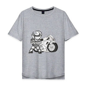 Мужская футболка хлопок Oversize с принтом Мотоциклист в Санкт-Петербурге, 100% хлопок | свободный крой, круглый ворот, “спинка” длиннее передней части | байк | байкер