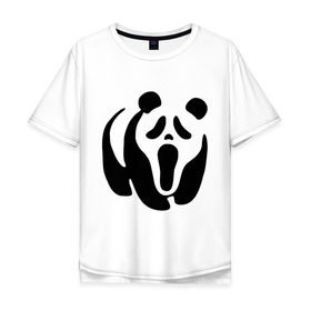 Мужская футболка хлопок Oversize с принтом Scream Panda в Санкт-Петербурге, 100% хлопок | свободный крой, круглый ворот, “спинка” длиннее передней части | панда